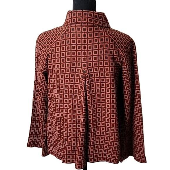 Adrienne Vittadini Womens Retro Print Wool Blend Cape Jacket size 4 Orange - Picture 8 of 15